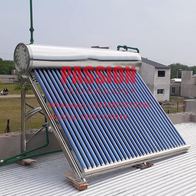 100L 201 Pemanas Air Tenaga Surya Stainless Steel 30 tabung Kolektor Surya Tekanan Rendah